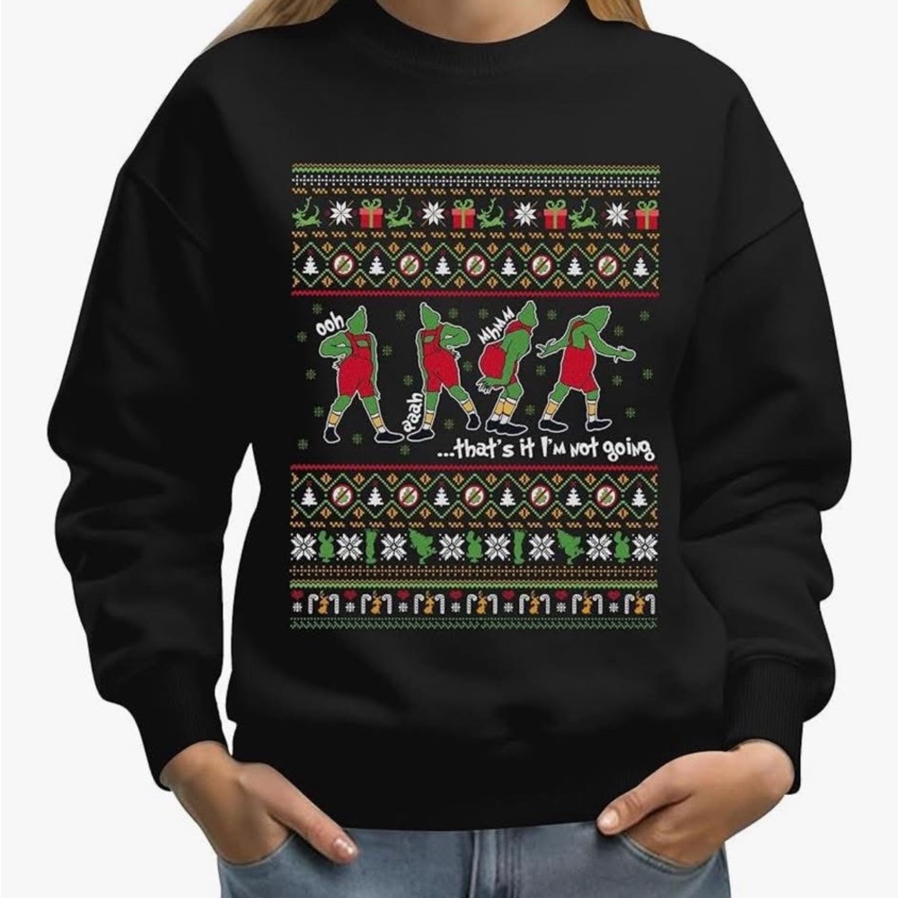 Black Holiday Sweater with Festive Design